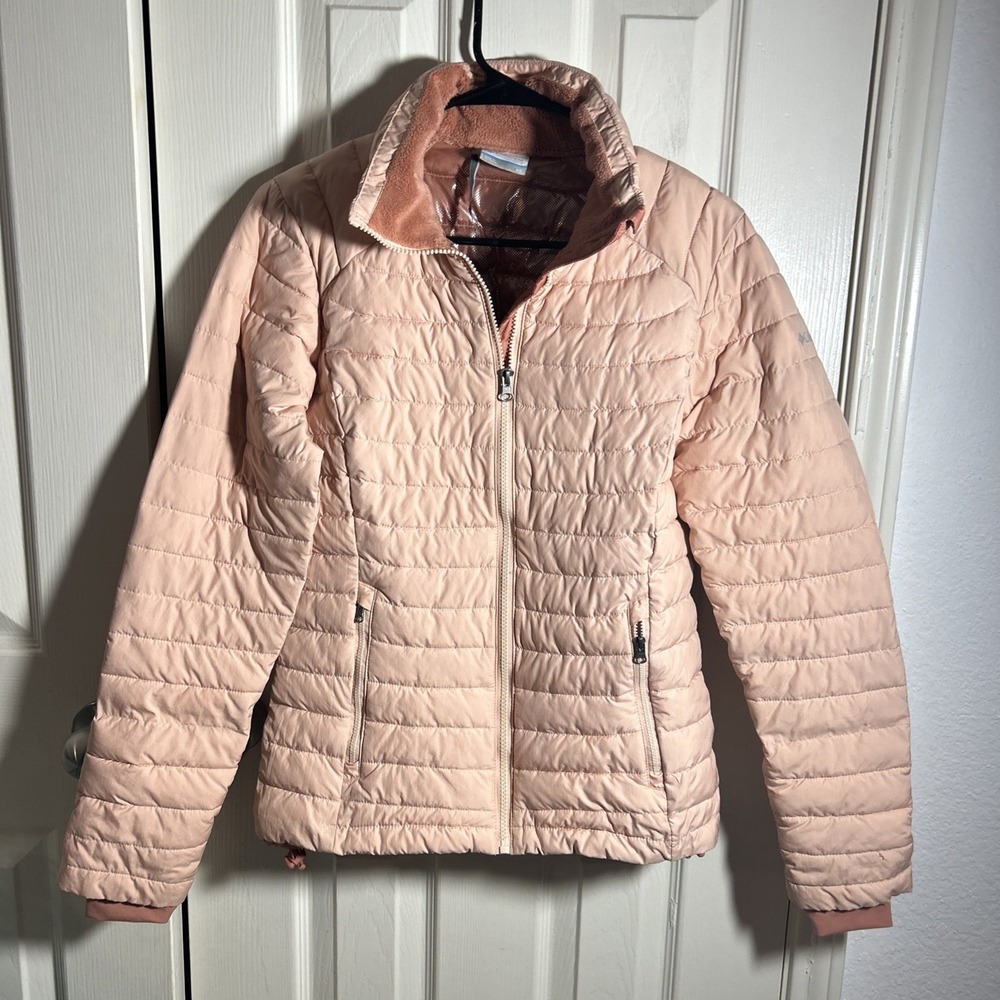 Columbia Jacket Women Pink Full Zip Puffer Omni Heat Lightweight Quilted XS